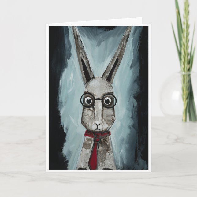 Power Tie. A rabbit with eye glasses and a red tie Card (Front)