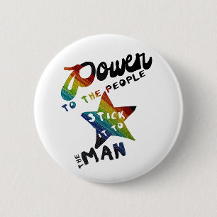 Power To The People (Retro Rainbow Patch) 6 Cm Round Badge