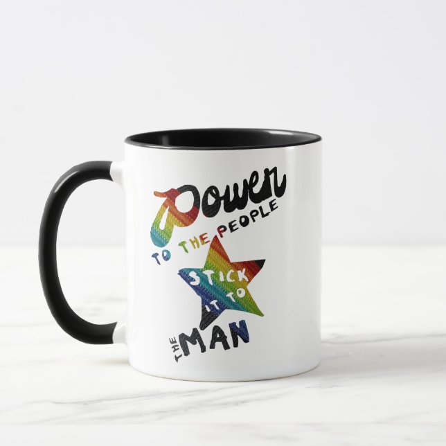 Power To The People (Retro Rainbow Patch) Mug (Left)