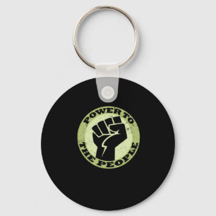 Power To The People Vintage Sticker Key Ring