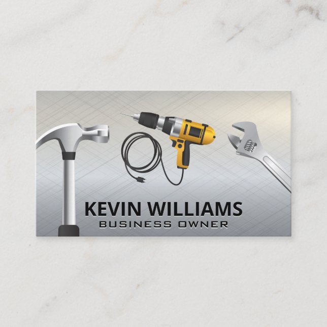 Power Tools | Carpentry Builder Business Card (Front)