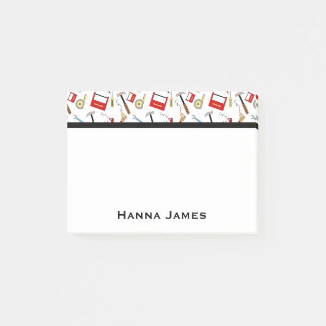 Power Tools Handyman Theme Personalised Post-it Notes (Front)