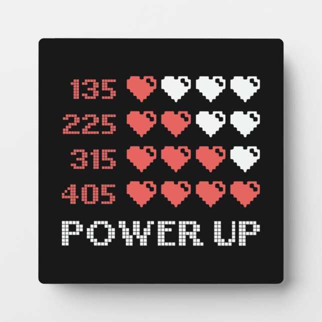 Power Up Bar, Funny, Gamer, Retro, Geek, Nerd Plaque (Front)