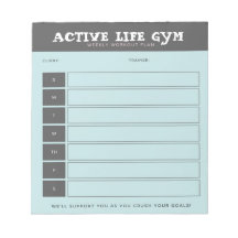 Power Up: Blue & Black Weekly Workout Plan Notepad