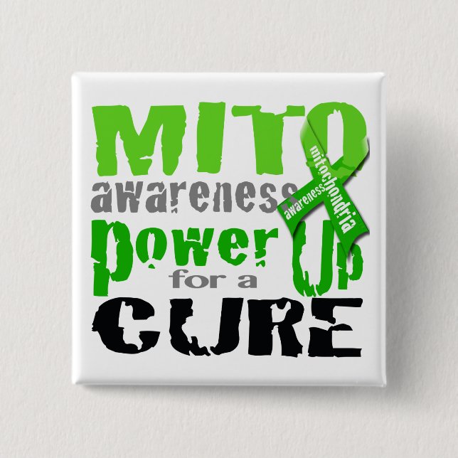 Power Up for Mito Awareness 15 Cm Square Badge (Front)