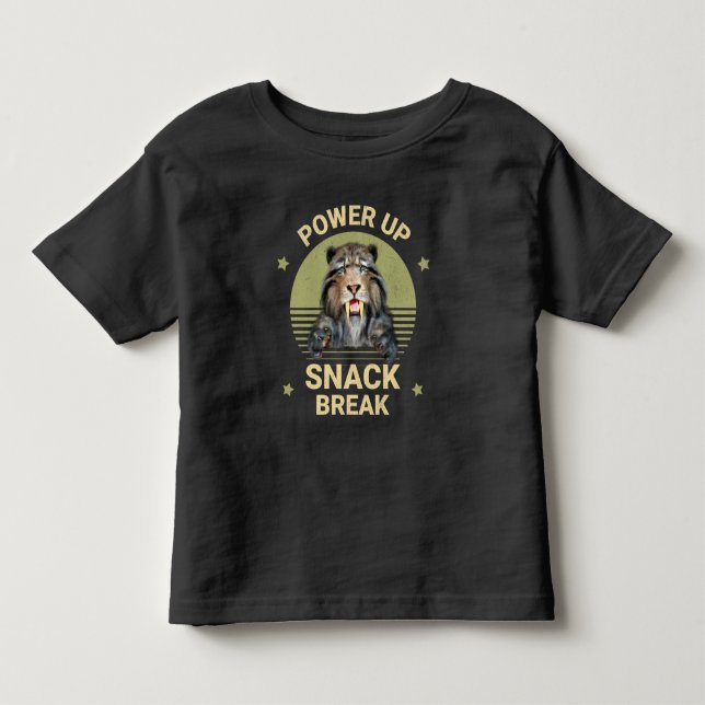 Power Up Snack Break Sabertooth Tiger Toddler T-Shirt (Front)
