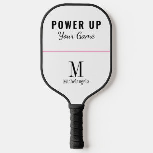 Power up your game   Elegant Monogram Black White Pickleball Paddle
