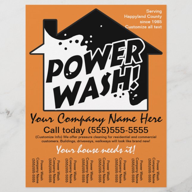 Power Wash Pressure Cleaning Marketing Advertising Flyer (Front)