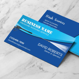 Power Wash Pressure Washing Modern Blue Cleaning Business Card