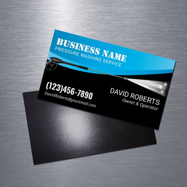 Power Wash Pressure Washing Professional Cleaning Magnetic Business Card (Creator Uploaded)