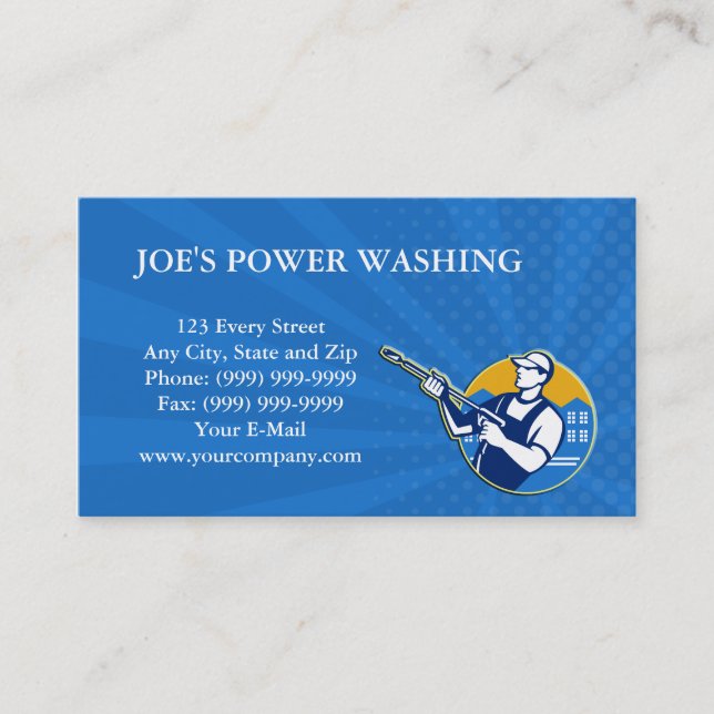 Power Washing Pressure Water Blaster Worker Business Card (Front)