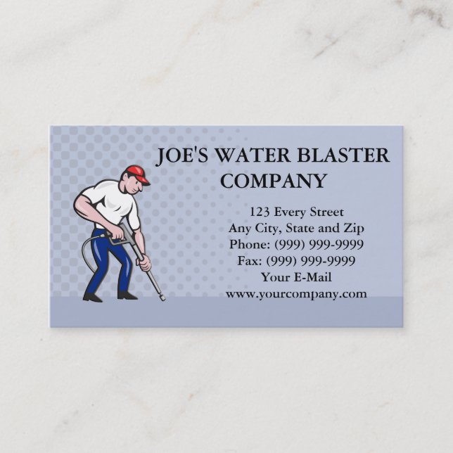 Power Washing Pressure Water Blaster Worker Business Card (Front)