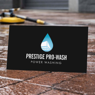 Power Washing Service Modern Logo Black Business Card