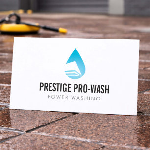 Power Washing Service Modern Logo Business Card