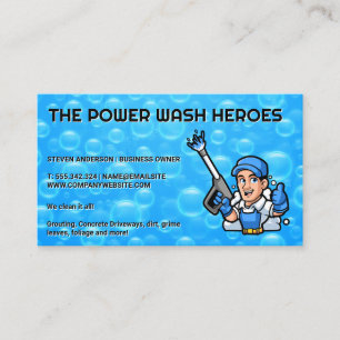 Power Washing Worker   Soap Bubbles Business Card