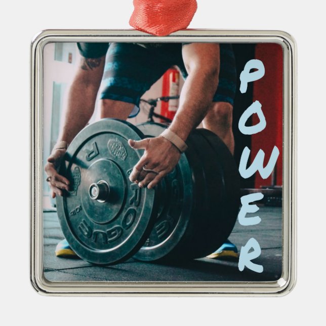 Power Weight Lifting Gym Health Metal Ornament (Front)
