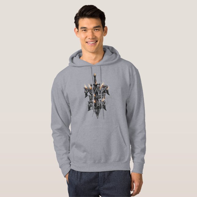 Power Without Fear Sword Hoodie – Epic Mediaeval F (Front Full)