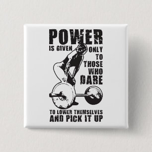 POWER. Women's Weightlifting Workout Motivational 15 Cm Square Badge