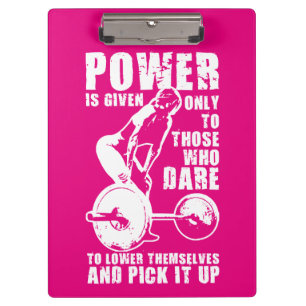 POWER. Women's Weightlifting Workout Motivational Clipboard