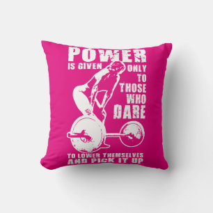 POWER. Women's Weightlifting Workout Motivational Cushion
