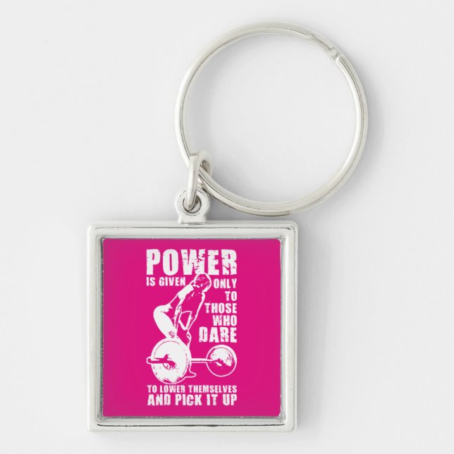 POWER. Women's Weightlifting Workout Motivational Key Ring (Front)