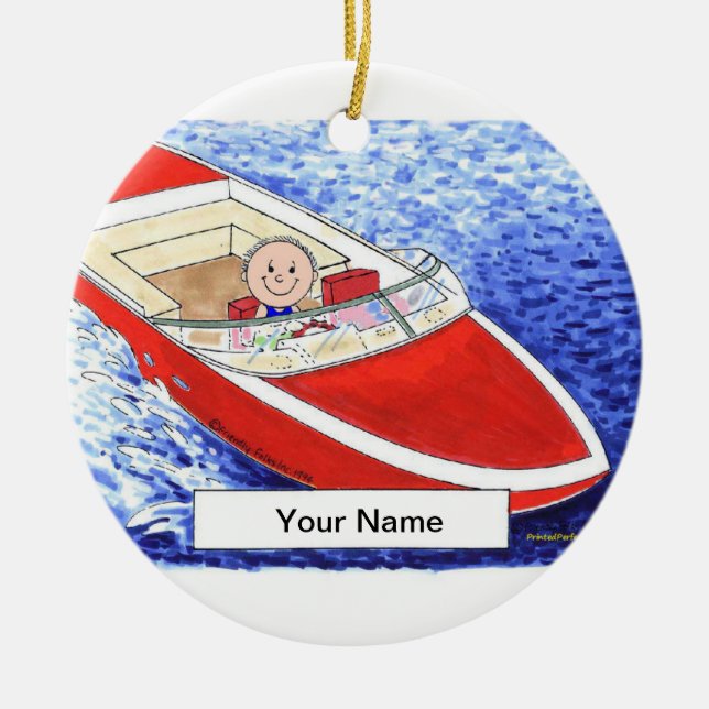 Powerboat - Male Ceramic Ornament (Front)