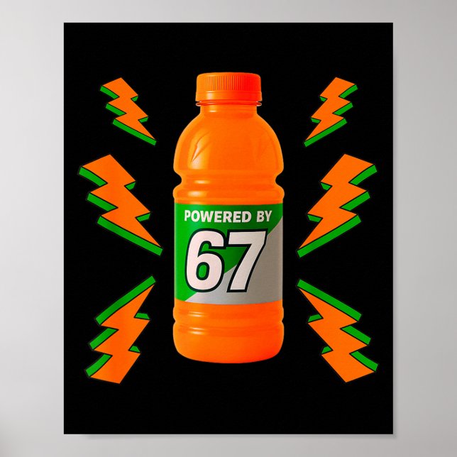 Powered By 67 Aura Energy Funny 6 7 Meme Six Seven Poster (Front)