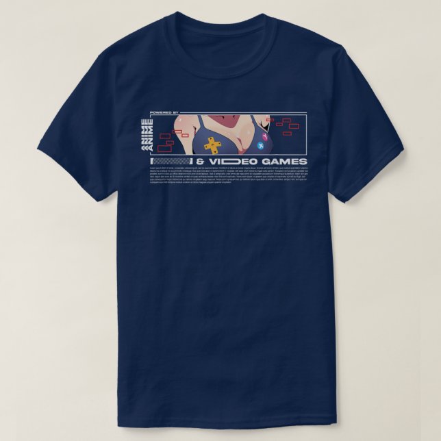 Powered By Anime & Video Games Anime Streetware  T-Shirt (Design Front)