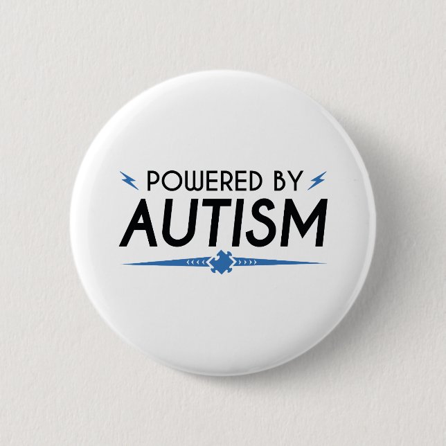 Powered By Autism 6 Cm Round Badge (Front)