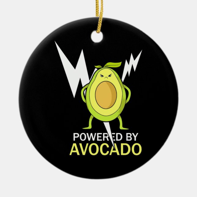 Powered By Avocado Ceramic Ornament (Front)