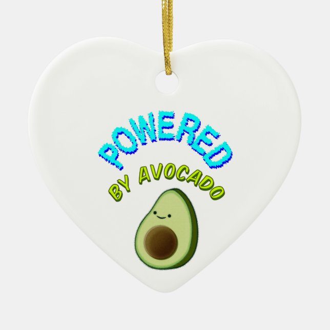 Powered By Avocado Ceramic Tree Decoration (Front)