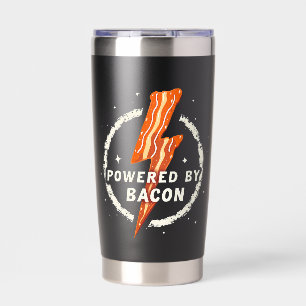 Powered by Bacon Funny Retro Foodie Aesthetic Insulated Tumbler