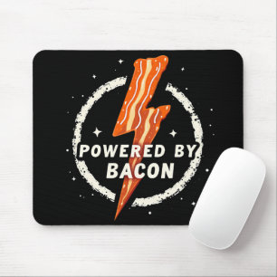 Powered by Bacon Funny Retro Foodie Aesthetic Mouse Pad