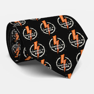 Powered by Bacon Funny Retro Foodie Aesthetic Tie