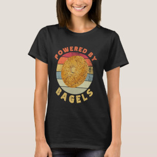 Powered by Bagels Funny Retro Breakfast Food Lover T-Shirt