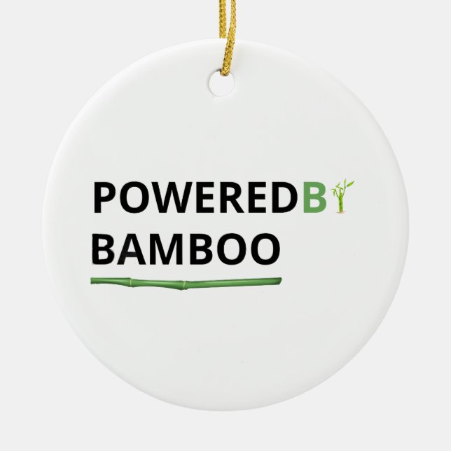 Powered By Bamboo Funny Panda Quote Ceramic Ornament (Front)