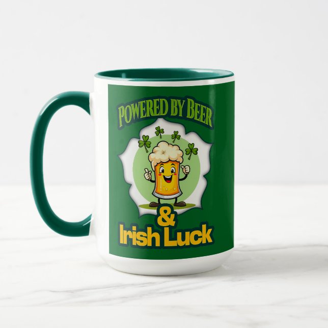 Powered by Beer St Patrick’s Day Shirt – caneca Mug (Left)