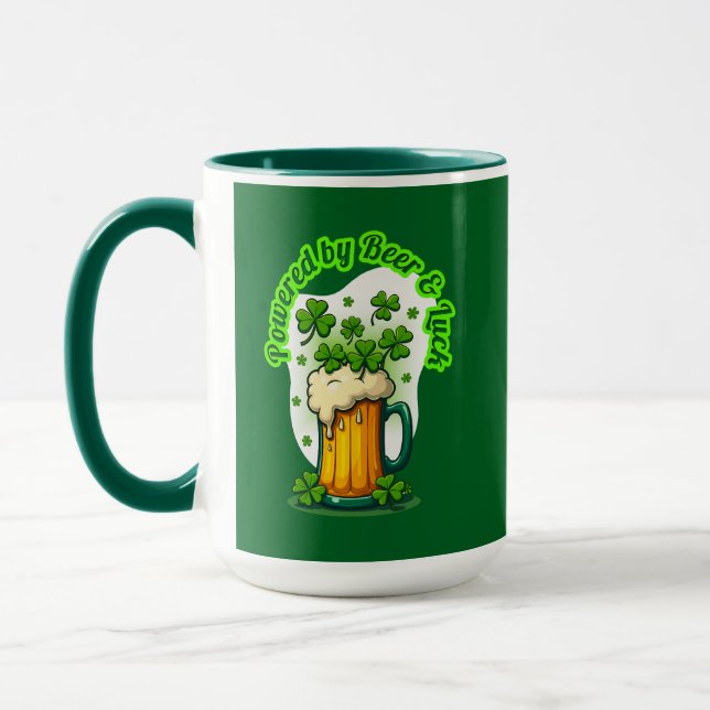 Powered by Beer St Patrick’s Day Shirt – caneca Mug (Left)