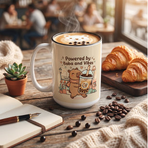 Powered by Boba and Vibes Cute Capybara Mug 