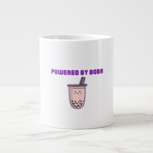 Powered by Boba – Cute Kawaii Bubble Tea Large Coffee Mug (Front)
