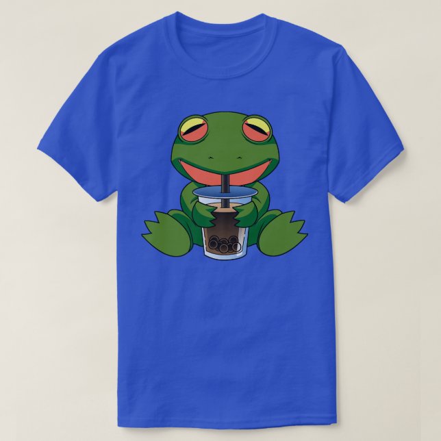 Powered By Boba Drink Frog Funny Women Love Boba B T-Shirt (Design Front)