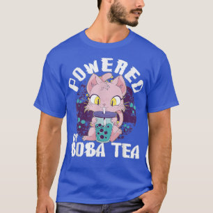 Powered By Boba Tea Anime Cat  T-Shirt