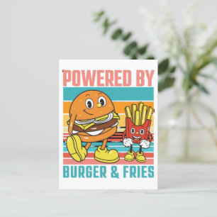 POWERED BY BURGER AND FRIES - FAST FOOD LOVER  POSTCARD