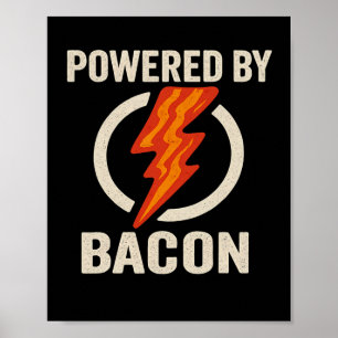 Powered By Bycon Funny Meat Lover Bbq Grill Carniv Poster