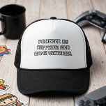 Powered By Caffeine And Game Victories Trucker Hat<br><div class="desc">Pixelated declaration of the gamer's dual fuel sources. Combines gaming passion with caffeinated reality.</div>