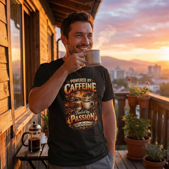 Powered by Caffeine - Coffee Lover T-Shirt (Creator Uploaded)