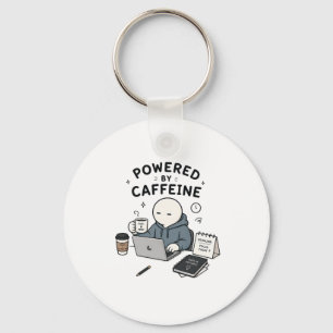 Powered By Caffeine Funny Work Meme Key Ring