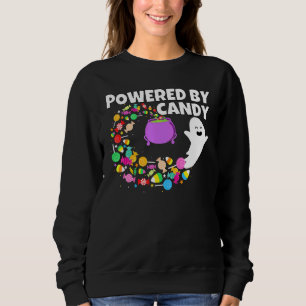 Powered By Candy Happy Flying Ghost Halloween Cost Sweatshirt