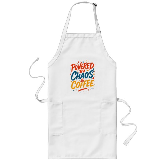 Powered by Chaos and Coffee T-Shirt  Long Apron (Front)