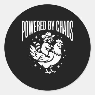 Powered By Chaos - Cute Star Vector Art - Racoon Classic Round Sticker